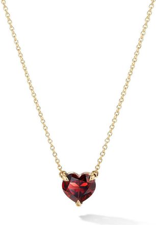 David Yurman 18kt yellow gold Chatelaine Heart garnet necklace (8mm) - women - Garnet/18kt Yellow Gold - One Size