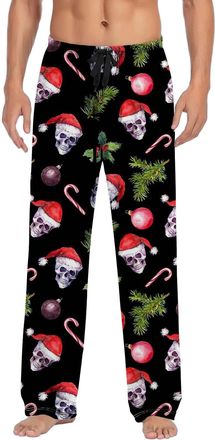 Generic OUMSHBI Christmas Red Hat Print Pyjama Bottoms For Men Drawstring Elasticated Waist Nightwear Sleepwear Lounge Pj Trousers Homewear With Pockets Breat