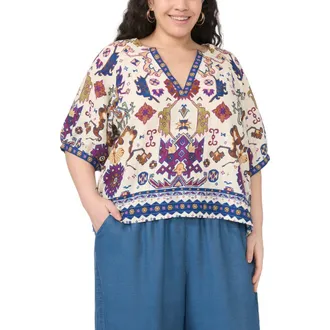 Vince Camuto Print Top in New Ivory at Nordstrom, Size 1 X