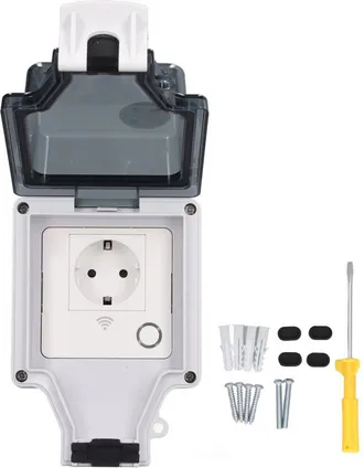 OEM Enchufe Wifi Inteligente, Toma De Corriente Exterior Impermeable Ip66 Con Funci&oacute;n De Temporizador Y Control Remoto, Enchufe De Pared Inteligente Para 