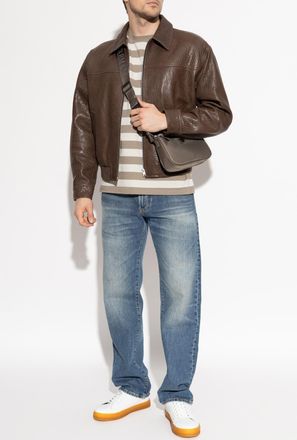 Emporio Armani T-shirt With A Striped Pattern, Mens, Beige