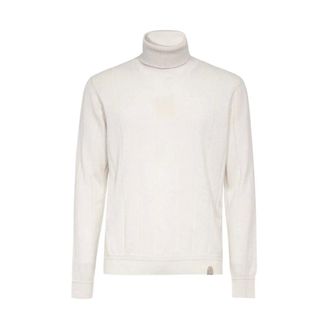 Brioni Turtlenecks, male, Beige, Size: 2XL Cashmere Turtleneck Sweater with Leather Inserts