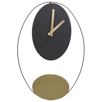 Beliani Beliani - Reloj De Pared Decoraci&oacute;n Colgante 31 X 45 Cm Dise&ntilde;o Moderno Minimalista Con P&eacute;ndulo Decorativo Sin N&uacute;meros Acero Negro Y Dorado Manigod