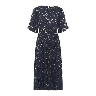 Part Two Midi Dresses, female, Multicolor, Size: 3XL Navy Foil Print Dress SarafinaPW