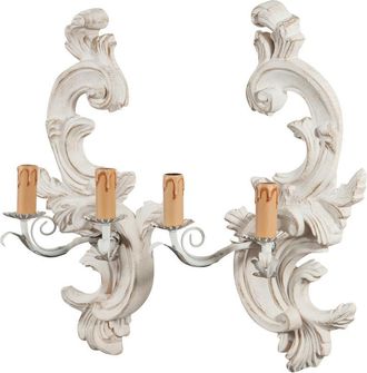 Biscottini International 2 Applique shabby 47x23x18 cm Applique da parete interno shabby Lampada vintage Applique da parete interno stile barocco