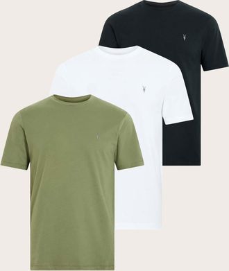 AllSaints Mens Cotton Brace Brushed Cotton T-Shirts 3 Pack, Size: XS