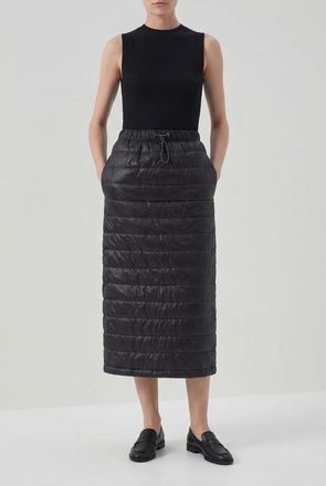 Brunello Cucinelli Black Quilted Midi Skirt, Brand Size 36 (US Size 2)