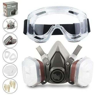 OEM Respirador De Media M&aacute;scara Reutilizable 6200 - Protecci&oacute;n Respiratoria De Silicona - Gafas Antivaho - 95 % De Filtraci&oacute;n Para Pintura Y Soldadura