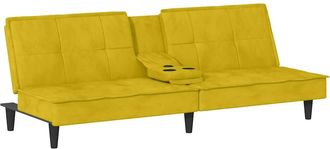 vidaXL Sof&aacute; Cama Con Portavasos Terciopelo Amarillo Vidaxl