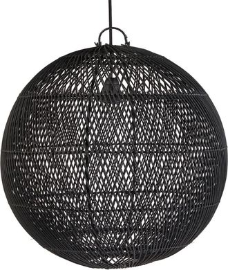 Bazar Bizar L&aacute;mpara colgante de rat&aacute;n en negro 50x50x50 cm