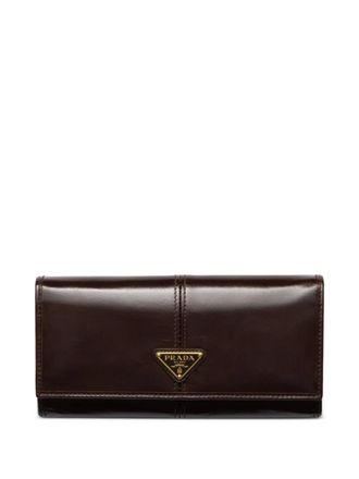 Prada logo-plaque leather wallet - Brown