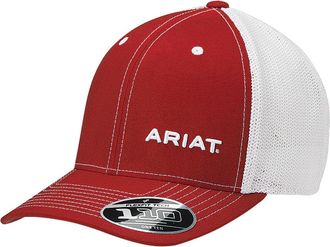 Ariat Mens Flexfit Logo Trucker Cap in Red Pinstripe, by Ariat