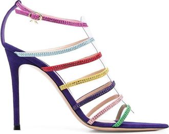 Gianvito Rossi Ladies Multicolored Mirage Strappy Crystal Sandals, Brand Size 37.5 ( US Size 7.5 )