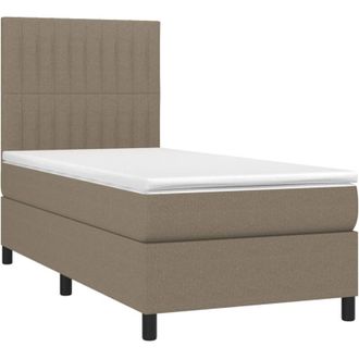 vidaXL Cama Box Spring Con Colch&oacute;n Tela Gris Taupe 80x200 Cm Vidaxl