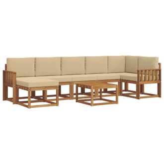 vidaXL Conjunto De Sof&aacute;s De Exterior Con Coj&iacute;n 8 Pcs Natural Y Beige Vidaxl