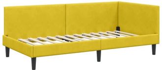 vidaXL Corner Bed Frame with Headboard Yellow 80 cm x 200 cm Fabric vidaXL