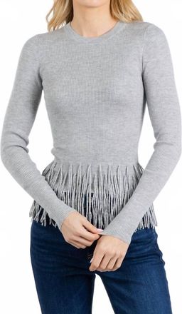 Autumn Cashmere Tiered Fringe Cashmere Rib Sweater In Silver