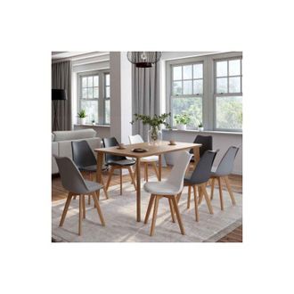 IDMarket Idmarket - Lote De 8 Sillas Escandinavas Sara Mezcla De Colores Blanco X2, Gris Claro X2, Gris Oscuro X2, Negro X2