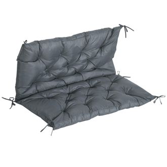 OUTSUNNY 2 Seater Garden Bench Cushion Outdoor Seat Pad with Ties Dark Grey | TJ Hughes