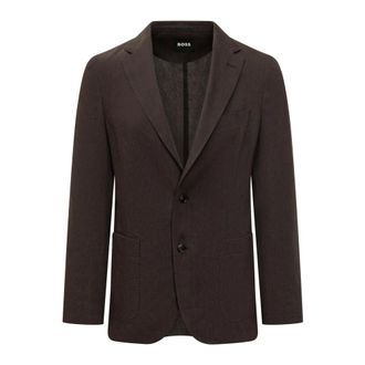 HUGO BOSS Hugo, Blazers, male, Brown, Size: 2XL Slim-fit Blazer