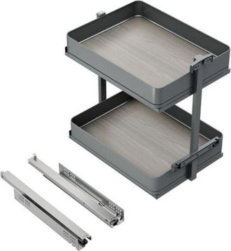 Emuca Emuca Carro Extra&iacute;ble Harmony Con Cierre Suave, M&oacute;dulo Ancho 400mm Alto 700mm, Acero Y Madera, Gris Antracita