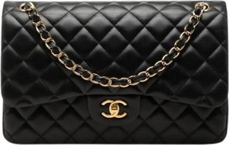 Chanel Pre-owned Classic Double Flap Shoulder Bag - Dames - Vintage Schoudertas - Zwart - ONE Size - Leer - Vintage