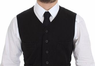 Dolce & Gabbana Black Flax Cotton Dress Vest Mens Blazer