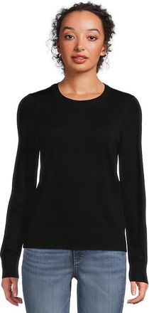 L.L.Bean Essential Merino Wool Crewneck Sweater Womens Sweatshirt Midnight Black : LG