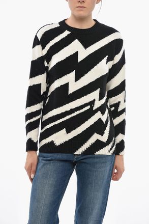 Stella McCartney Maglia Girocollo in Lana Vergine Motivo Herringbone Stella McCartney