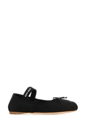 Miu Miu Womens Black Satin Ballerinas Nero Sevi Ballerine Flat Shoes