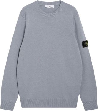 Stone Island Lambswool trui met ronde hals - Heren - Truien - Grijs - Maat: L Wol