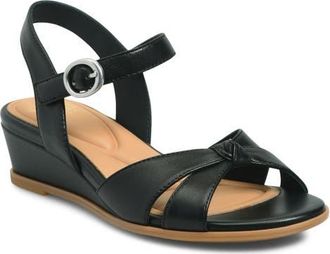 S&ouml;fft Summer Slingback Platform Wedge Sandal in Black at Nordstrom, Size 7.5