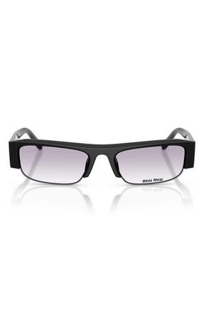 Miu Miu 54mm Rectangular Sunglasses in Black /Clear Gradient Grey at Nordstrom