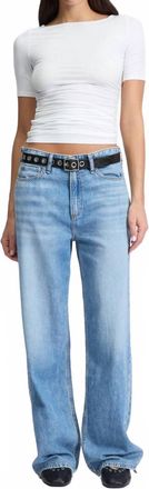 Rag & Bone Womens Luca Shirred Short Sleeve Top In White