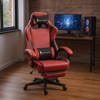 San Marco Sedia da gaming rossa ergonomica e reclinabile San Marco