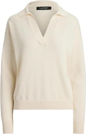 Ralph Lauren 200P14056001 V-neck Gebreid - Dames - V-hals truien - Beige - L - Katoen - Truien & Vesten