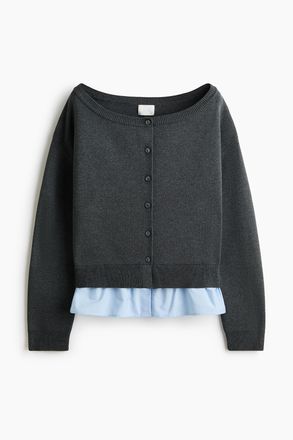 H&M Off-Shoulder-Cardigan im Lagenlook - Grau