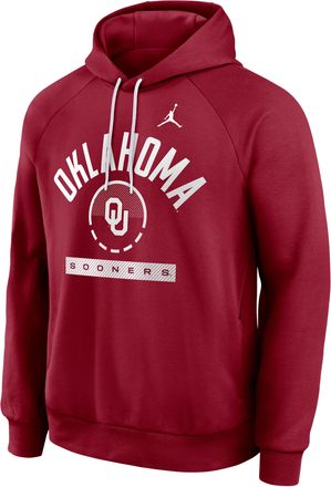 Nike Jordan Mens Oklahoma Courtside Jordan Brand Dri-FIT College Pullover Hoodie in Red | 0JEJ99MIOKN-USU