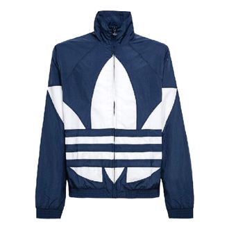 adidas originals Large logo Zipper Sports Jacket Blue FM9894