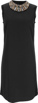 Lanvin Lanvin mini-jurk met kristallen kralen en slabbetje in zwarte viscose