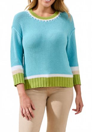 Tribal Womens Crew Neck Sweater In Aqua