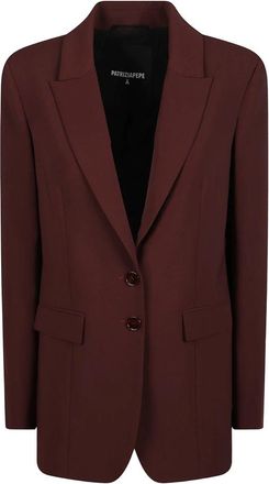 Patrizia Pepe Enkelrijige Jas - Dames - Blazers - Bruin - M - Jassen