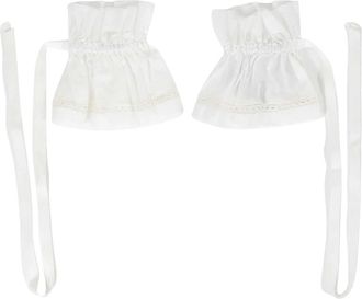 Ann Demeulemeester Suna Ruwe Rand Ruches Manchetten - Dames - Handschoenen - Wit - M/L - Katoen - Accessoires