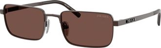 Prada Rectangle Sunglasses - unisex - Prada - Sunglasses - Brown - 55 MM - Accessories