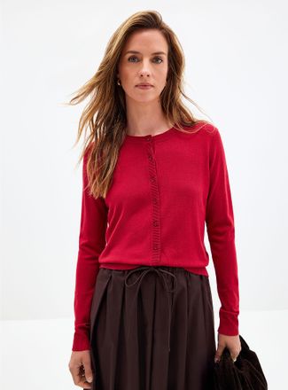 Contemporaine Womens Fine-knit crew-neck Cardigan Sweater