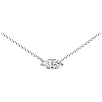 House of Brilliance 14K White Gold 1/2 Cttw Marquise Lab-Grown Diamond Solitaire Pendant Necklace at Nordstrom
