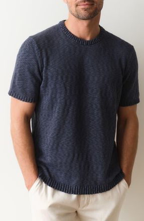 Marine Layer Short Sleeve Slub Cotton Sweater in Vintage Indigo at Nordstrom, Size Xx-Large