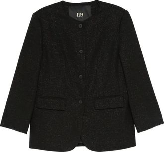 Eleh frayed-hem button blazer - Black