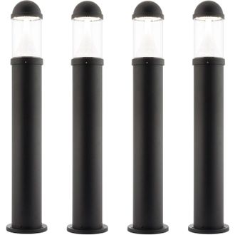 Loops 4 PACK Outdoor Bollard Post Light - 20W CCT LED Module - Textured Black Finish
