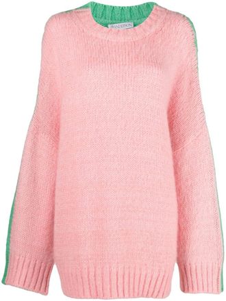 J.W.Anderson colour-block crew-neck jumper - women - Mohair/Acrylic/Polyamide/Cotton - M - Pink